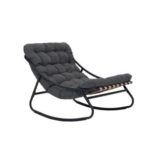 Fauteuil à Bascule Rebecca Mobili Maskat 74x78x101 Acier Polyester Gris Moderne