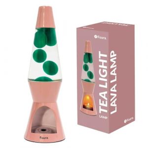 Fisura Lampe à lave avec bougie. Lampe à lave sans électricité. Lampe à lave rose et verte. Lampe éco-responsable. Cadeau original. Dimensions : 29 cm x 8,5 cm (bougie non incluse)