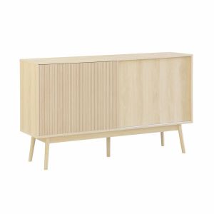 Image de Alice's Garden Buffet de rangement décor bois naturel. Linear. deux portes. deux étagères. L 150 x P 39.5 x H 90cm