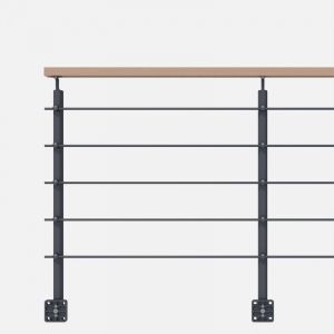 OPALU - Kit garde-corps anthracite avec main courante h&ecirc;tre 2m en applique