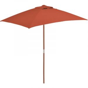 VidaXL Parasol d'extérieur avec mât en bois 150 x 200 cm Terre cuite