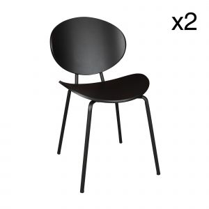Now's Home 2 Chaises en Bois Gaspard noires - 49x57.5x82.5 cm