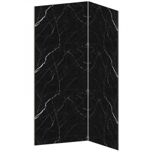 Lot de 2 panneaux muraux de douche effet marbre en aluminium avec profilés - L90 x L120 x H210 cm - ENEKO