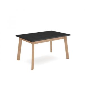 Table &agrave; manger, Meuble Salle &agrave; Manger, 140, Pour 6 personnes, Pieds en bois, Style moderne, Ch&ecirc;ne et noir - Skraut Home