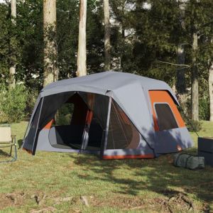 VidaXL Tente de camping 10 personnes gris et orange 443x437x229 cm