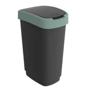 Rotho Poubelle de tri Twist 50L swing noir/vert foncé