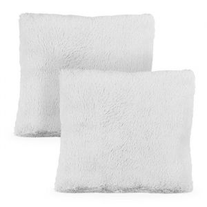 Relaxdays Coussin doux, lot de 2, avec remplissage, moelleux, housse amovible, décoratif, 35 x 40 cm, gris clair