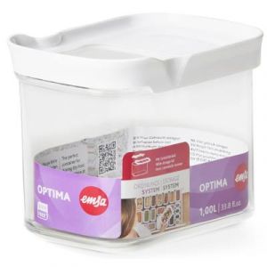 Emsa Optima boîte à bec verseur rectangulaire plastique transparent blanc 1 l N11419