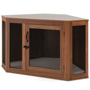 Cage pour chien d'angle 114 x 60 x 68 cm porte verrouillable design moderne en PB brun