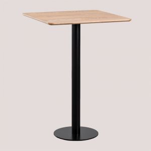 Table Haute de Bar Carr&eacute;e en Placage de Fr&ecirc;ne Frappe SKLUM NOIR ?? 70 cm 105 cm