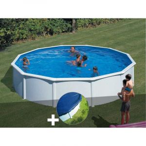 Image de Gre Kit piscine acier blanc Fidji ronde 5,70 x 1,22 m + Bâche hiver