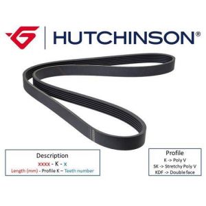 Hutchinson Courroie trap&eacute;zo&iuml;dale &agrave; nervures S. 2404 K 6