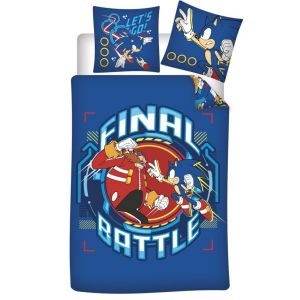 Image de Sonic Gamer - Parure de Lit Enfant coton Final Battle Lit 1 place, Housse de couette 140x200 cm, Taie d’oreiller 65x65 cm