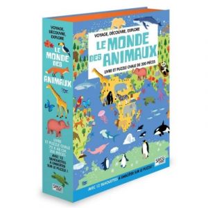 Sassi Science Coffret livre et puzzle 200 pi&egrave;ces : Voyage, d&eacute;couvre, explore : Le monde des animaux