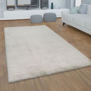 Paco Home - Tapis Salon Adulte Poil Long Shaggy Lavable En Machine Moelleux Pelucheux Beige 120 cm rond