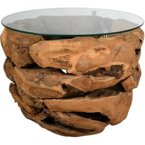 Aubry Gaspard Table basse en teck et en verre Cavi