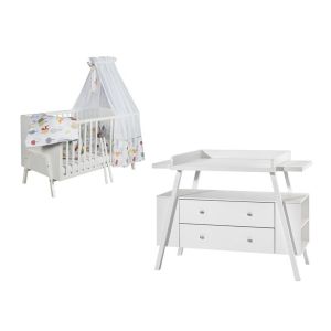 Schardt Chambre HOLLY BLANC : lit kit transformation commode