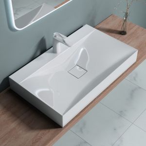 Sogood - Vasque &agrave; Poser Lavabo Suspendu Colossum810 Fonte Min&eacute;rale Solid Surface Blanc 80x48x10cm - Blanc