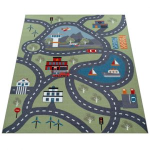 Paco Home Tapis enfant Bin 562 vert 200x200 cm - Taille 200x200 cm