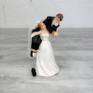 Couple de mariés comique en résine, hauteur 11,5 cm, Figurines pièce montée drôle, gâteau de Mariage Humoristique - Unique