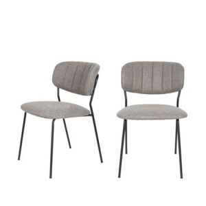 DRAWER Jolien - Lot de 2 chaises en tissu et m&eacute;tal pieds noirs