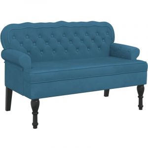VidaXL Banc avec dossier bleu 119,5x64,5x75 cm velours