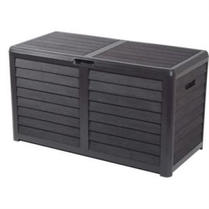 Eda Plastiques Coffre de jardin BAYA en Plastique 420 litres Décor imitation bois anthracite Fab