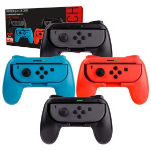 Orzly Grips (Poignés) Compatible avec Nintendo Switch Joy-Cons pour Plus De Confort - Quad Pack (2X Noir 1XRouge 1XBleu) Compatible Super Smash Bros Ultimate pour Nintendo Switch