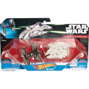 Mattel Pack De 2 Vaisseaux Star Wars Tie Fighter Et Le Millenninum Falcon 7.5cm - The Force Awakens - Vehicule