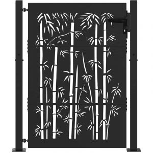 VidaXL Porte de Jardin, Portail de Jardin 105x75 cm Design en Acier Corten et Bambou