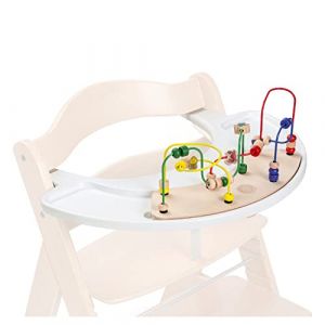 Hauck Jouet en Bois pour Chaise Haute Alpha+, Labyrinthe à Perle Alpha Play Moving Set, Plateau Jeux Motricité Bébé avec Looping, Certifié FSC, Motifs Animaux Aquatiques, Blanc