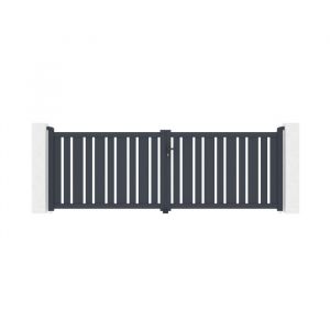 Casanoov - Pack portail battant 350x120cm veymont + 2 poteaux eifel H.166cm Gris