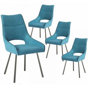 AMADO Lot de 4 Chaises Tissu Coloris Bleu