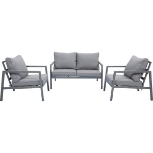 Salon De Jardin Bas En Aluminium Gris 4 Pièces Canberra Hyba - Le Salon De Jardin