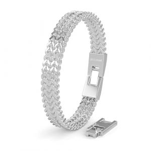 SERASAR | Bracelet en acier inoxydable chirurgical 316L de qualité supérieure pour homme [Franco] Étanche | Argent | 20 cm