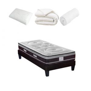 HYPSOM - Pack Pr&ecirc;t &agrave; dormir DIVIN 90x190 cm - Matelas Ressorts ensach&eacute;s + Sommier + Accessoires