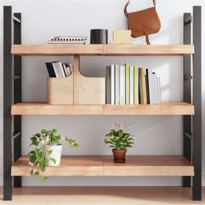 VidaXL Étagère Murale, Dessus de Table avec Bord Vivant, Tablette Suspendue Flottante, Rustique, Marron Clair Bois Chêne Massif Traité