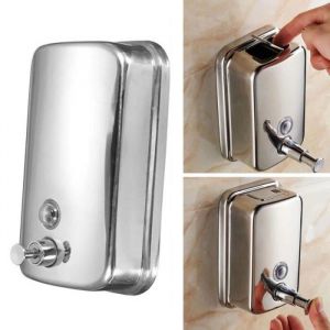 Distributeur de savon mural liquide en acier inoxydable - Argent - 500ml - Indicateur de niveau de remplissage