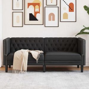 VidaXL Canap&eacute; Chesterfield Argyle Noir 174 X 74.5 X 70.5 Cm Faux Cuir