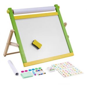 Chevalet d'art de Table pour Enfants-Duoku-Tableau Blanc Magn&eacute;tique Double Face en Bois 3 en 1-Tableau Noir-Gar&ccedil;ons/Filles