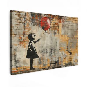 TABLEAU SUR TOILE Graffiti - Banksy - Fille - Street art Decoration Murale Peinture Salon 120x80 cm