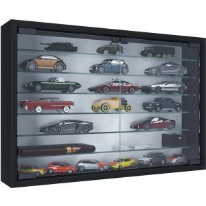 MandosaXL vitrines en verre accroché au mur 2 portes en verre noir. - Noir