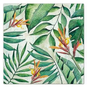 Homea Set de 20 Serviettes Papier 3 Plis 33 x 33 cm Jardin Tropical