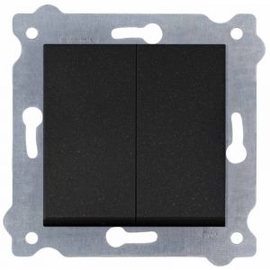 Interrupteur va-et-vient double noir m&eacute;tallique bornes &agrave; vis 211/14E Exen