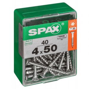 Image de Spax Lot de 40 vis acier t?te autofraisée plate Diam.4 mm x L.50 mm