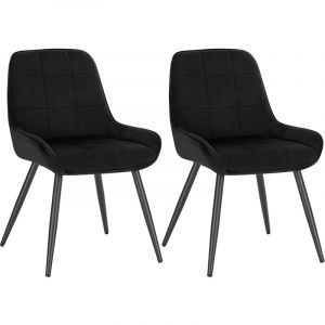 Woltu - Chaises de Salle à Manger Lot de 2. Chaises Relaxantes en Velours. Ergonomiques avec Dossier. Noir BH331sz-2 - Noir