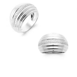 Bague - Bijouxia - Double Rangs Empierr&eacute; - Oxyde De Zirconium - Argent Massif 925