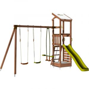 Soulet Aire de jeux avec mur d'escalade et portique - HAPPY Swing & Climbing 120 sans optionEn Bois -Pour Particulier