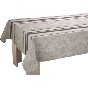 Le linge de Jules Nappe Anti-Taches Arabesque - Taille : Rectangle 120x150 cm, Beige
