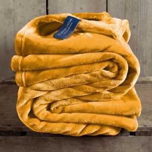 Image de De Witte Lietaer Plaid Cosy jaune dor&eacute; - 150x200 cm